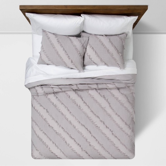 Opalhouse Bedding Opalhouse Gray Diagonal Textured Duvet Cover Set